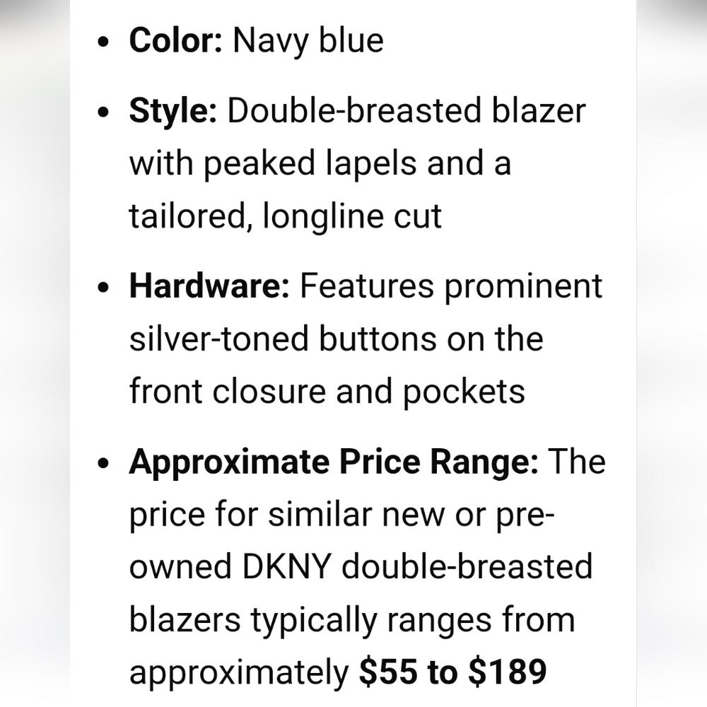 DKNY Women's Dark Blue Double-Breasted Blazer Size 0 - Picture 12 of 12